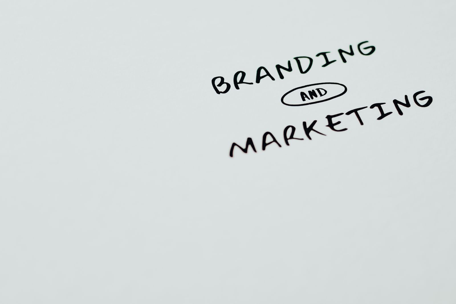 Papel branco com a palavra branding escrita, sobre superfície clara